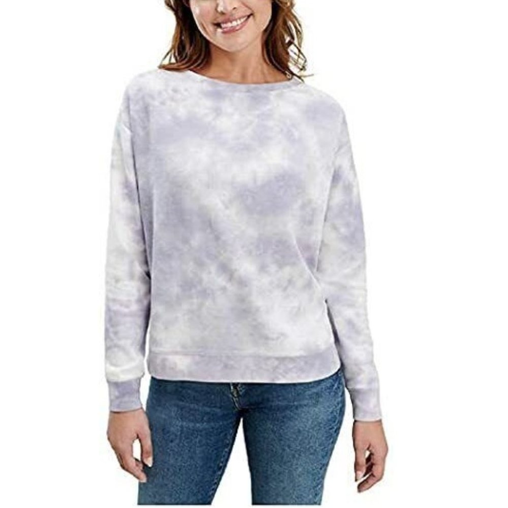 NWT Splendid Women's Pullover Lavender Tie dye Sweatshirt Size L $45 9B618